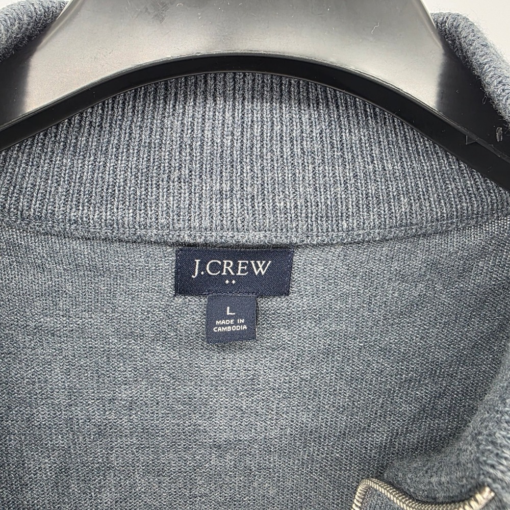 J.Crew Mens Large Heather Gray Merino Wool Blend Quarter Zip Pullover Sweater - Picture 3 of 6